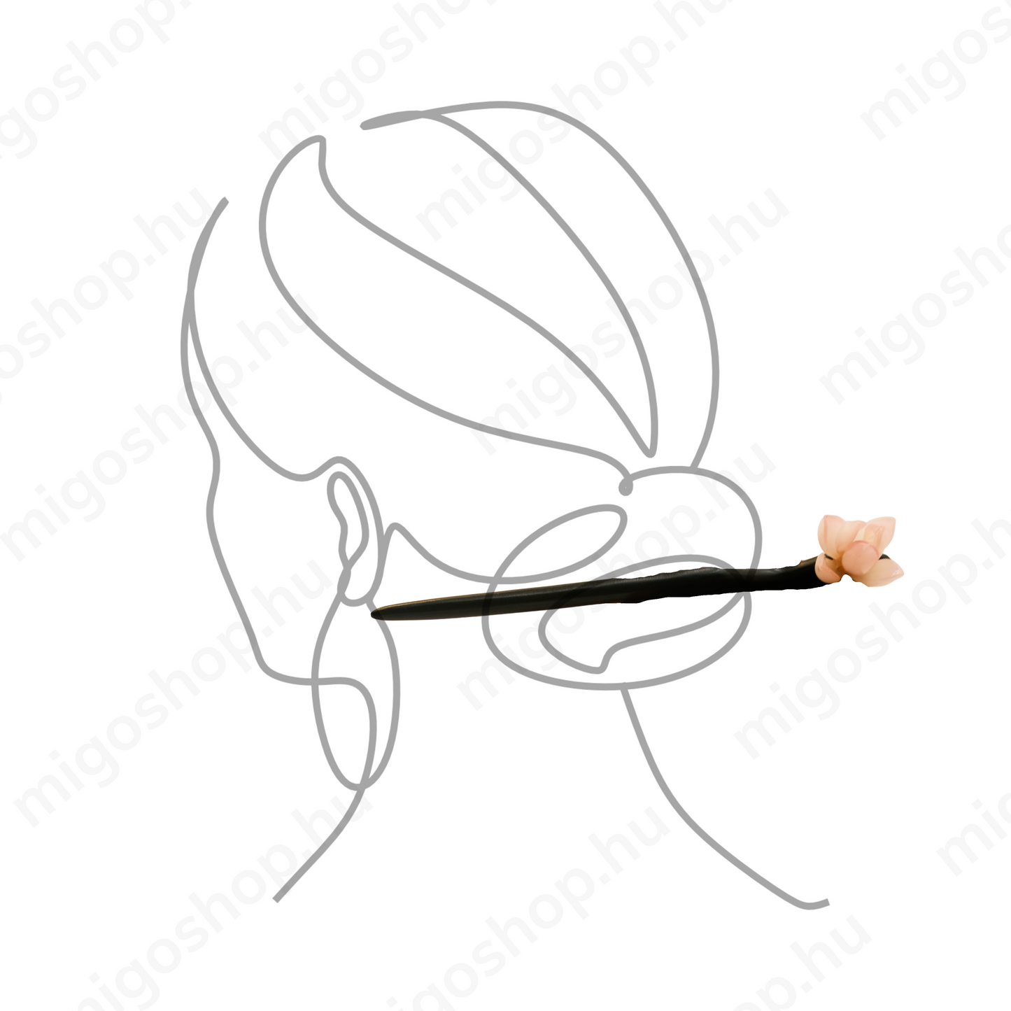 Glazed Ebony Magnolia Flower Stick-Zan