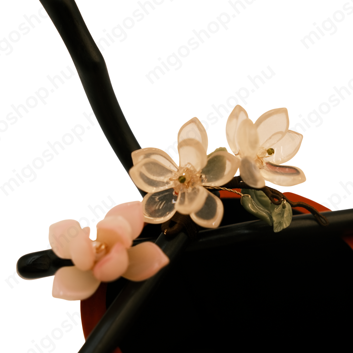 Glazed Ebony Magnolia Flower Stick-Zan
