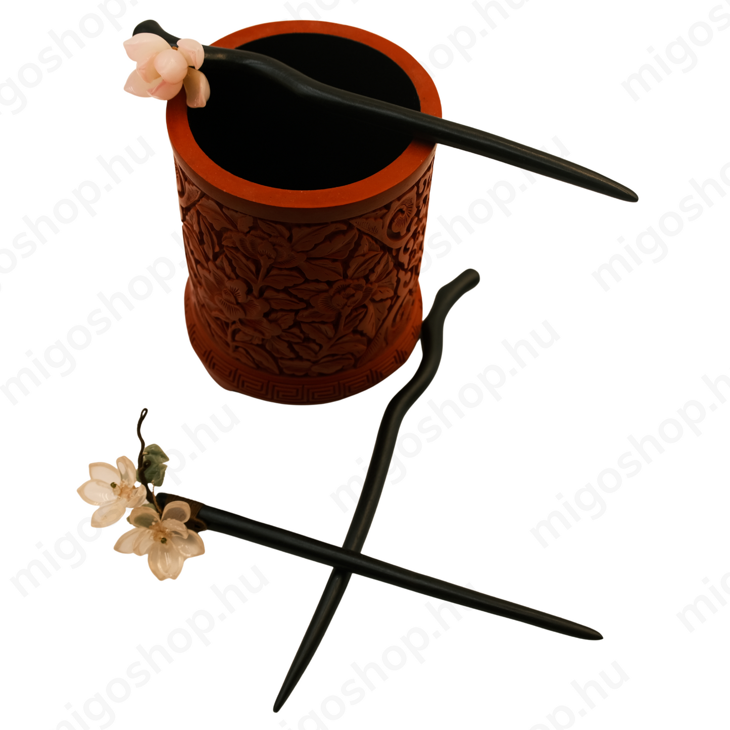 Glazed Ebony Magnolia Flower Stick-Zan
