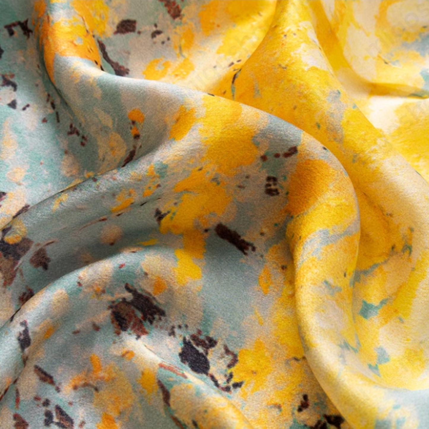 Premium mulberry silk scarf (Painting-style trees)