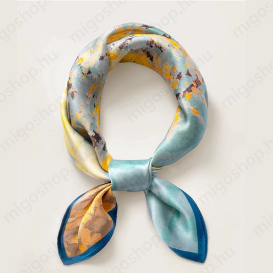 Premium mulberry silk scarf (Painting-style trees)